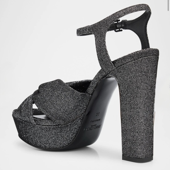 JIMMY CHOO Heloise Glitter Knot Platform Sandals 120mm Size 10US - Picture 4 of 13